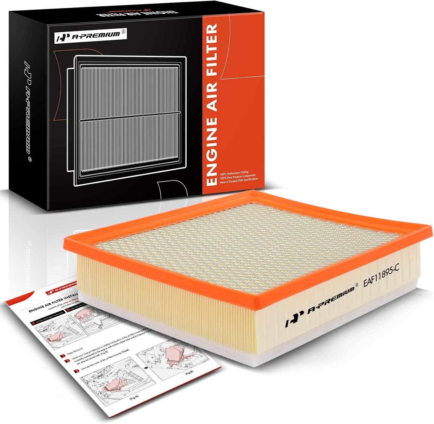 A-Premium Engine Air Filter Compatible with Toyota Models - Sequoia 2014-2022, Tacoma 2016-2023, Tundra 2013-2021, 3.5L 4.0L 4.6L 5.7L, Replace# 17801-0P100